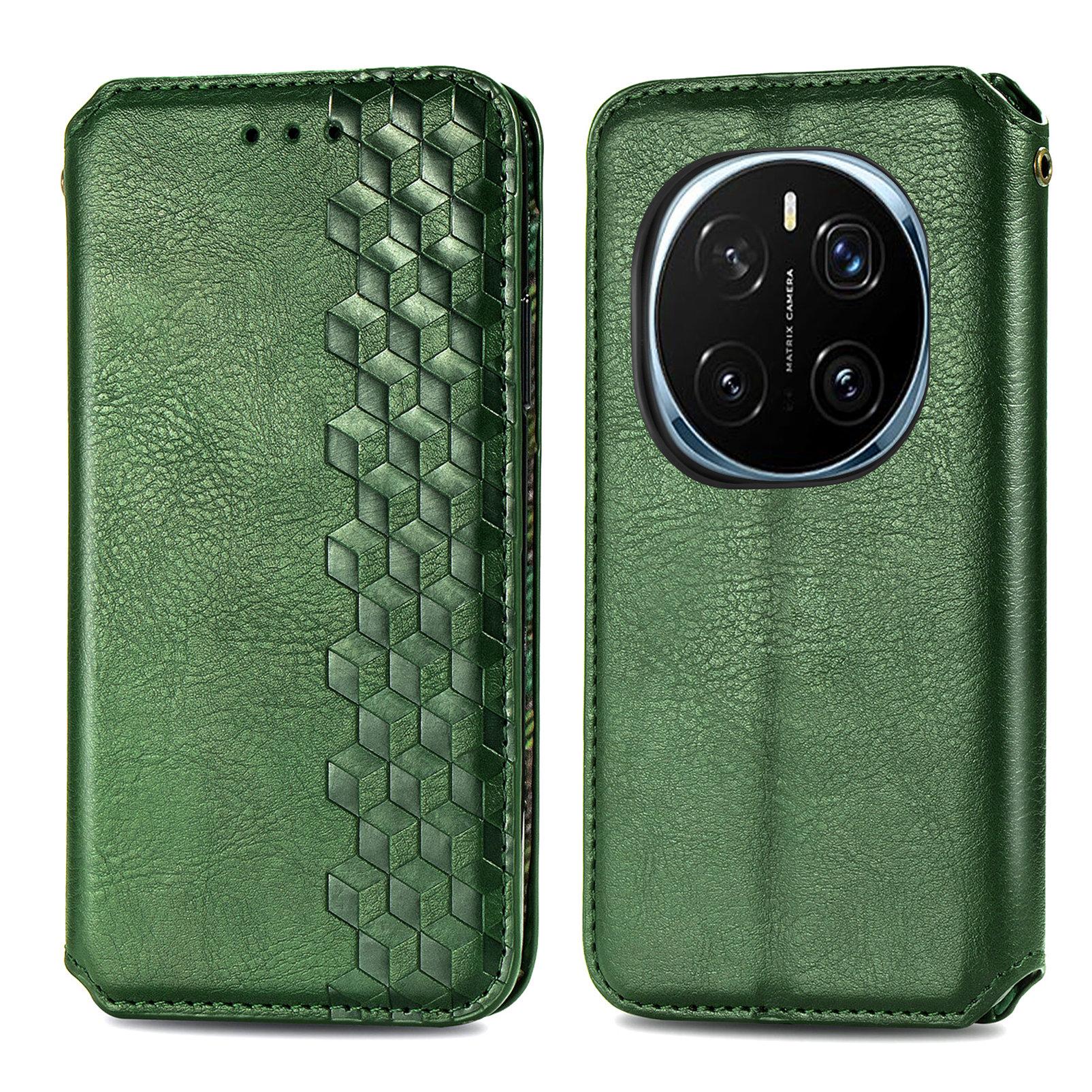 

For Honor Magic7 5G Case Rhombus Imprint PU Leather Wallet Phone Cover Blue