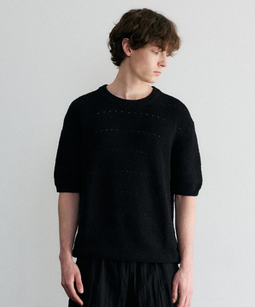 Le Mad Boucle Scallop Round Half Knit - Black