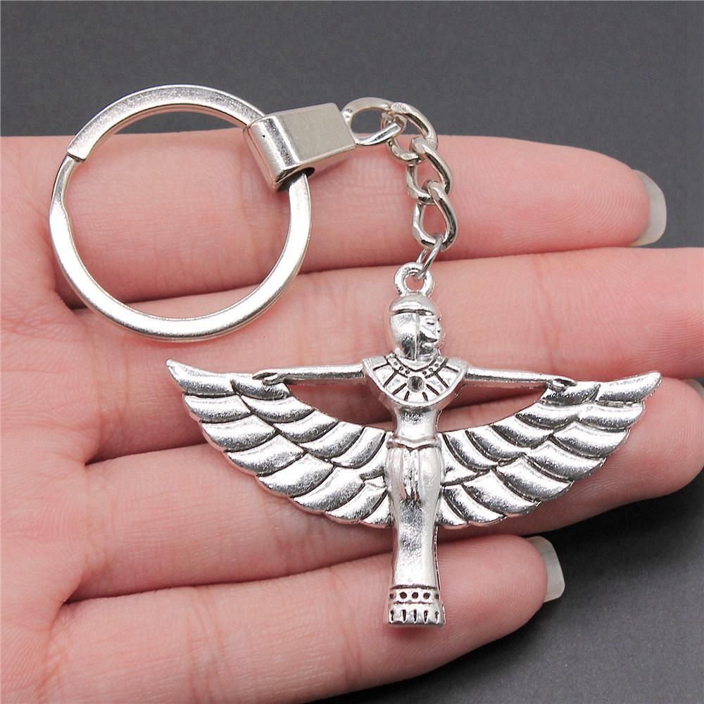 Chiefs Pharaohs Buddha Spiritual Amulet Pendant Antique Bronze Metal Keychain with 30mm Ring for Couples