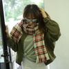 Plaid scarf women's autumn and winter versatile imitation cashmere thickened warm fringed scarf shawl