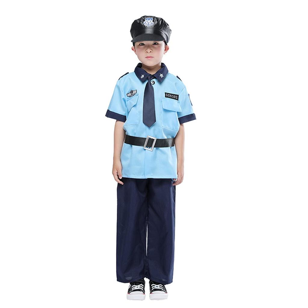Lhyxuuk Police Uniform Cosplay Costume for Suitable for Police Officers Size Kids, Halloween, (Boys, S)