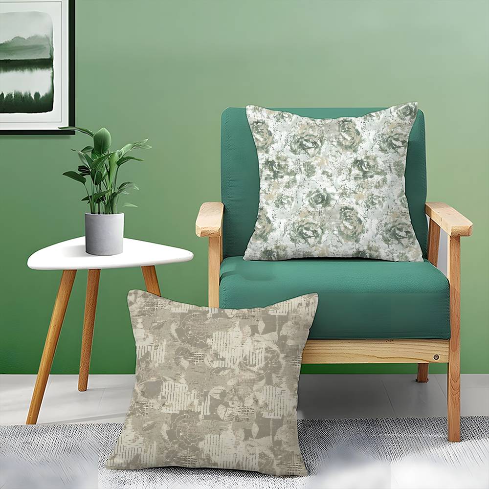 Retro Ink Prints Beautiful Pillow Case Comfort Sofa Bed Silky Elegant Invisible Zipper Decorative Cushion Cover