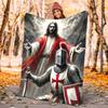 Cross Templars Knight Flannel Blanket Soft All-Season Throw, Design for Camping, Car Travel, Hiking Sofa, Bed, Office Perfect Gift for Parties