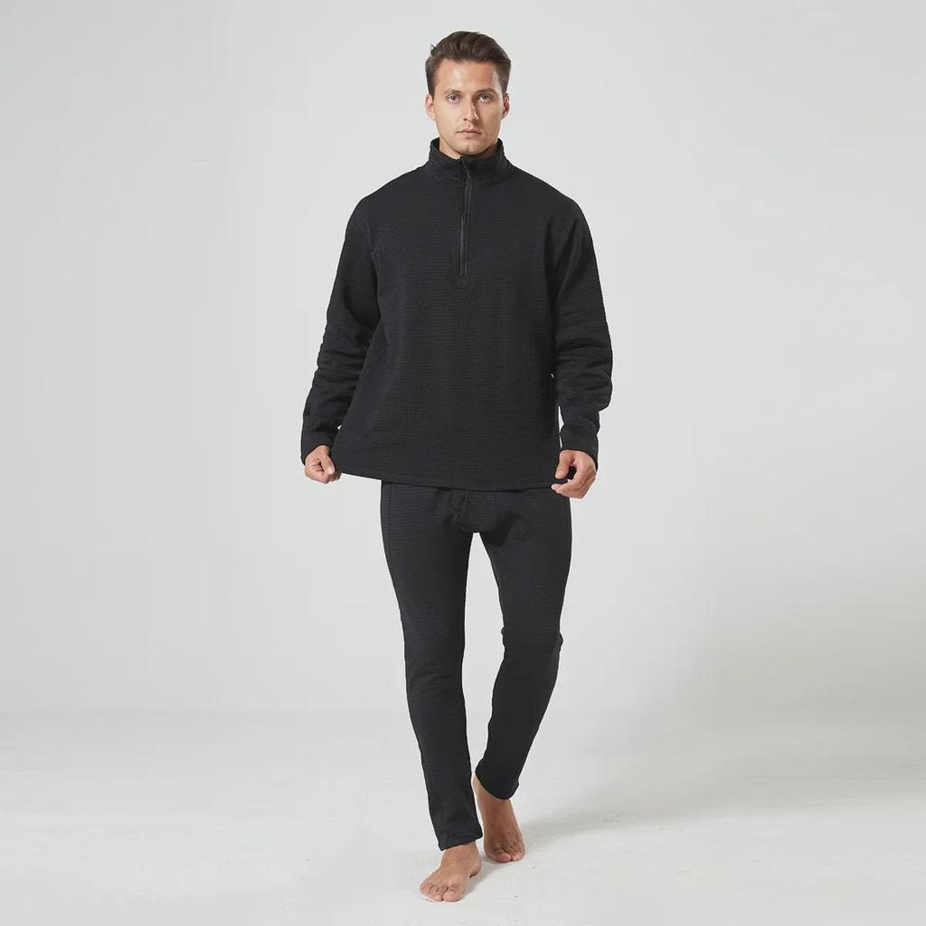 2023 Men's Military Eagle Tactical Thermal Underwear Suit - Stand-up Collar, Plus Velvet, Warm, Elastic, Thick Long Sleeves