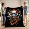 "Harley-Davidson Skalle Flamma Design Filt Flanellfilt för sovrum, vardagsrum, soffa och vilsoffor"