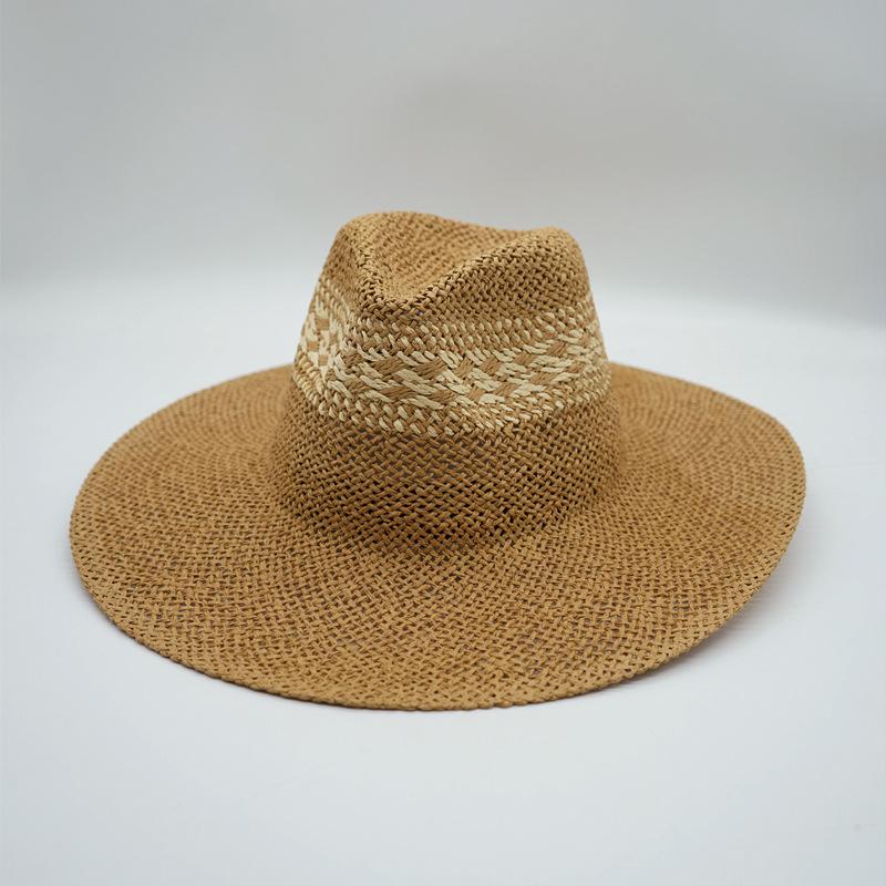 Japanese And Korean Version Of Small Fresh Hand-Woven Panama Wide-Brimmed Top Hat For Men And Women Summer Vacation Sunshade Sunscreen Straw Hat