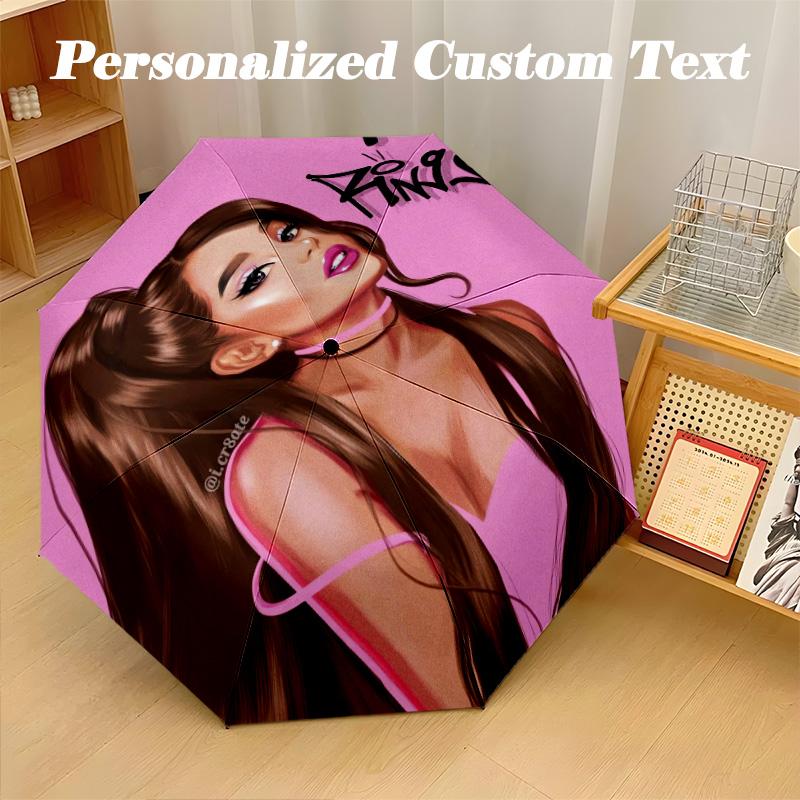 Portable Auto Folding Umbrella,Ariana Grande 8 Rib Waterproof Umbrella For Camping Commute