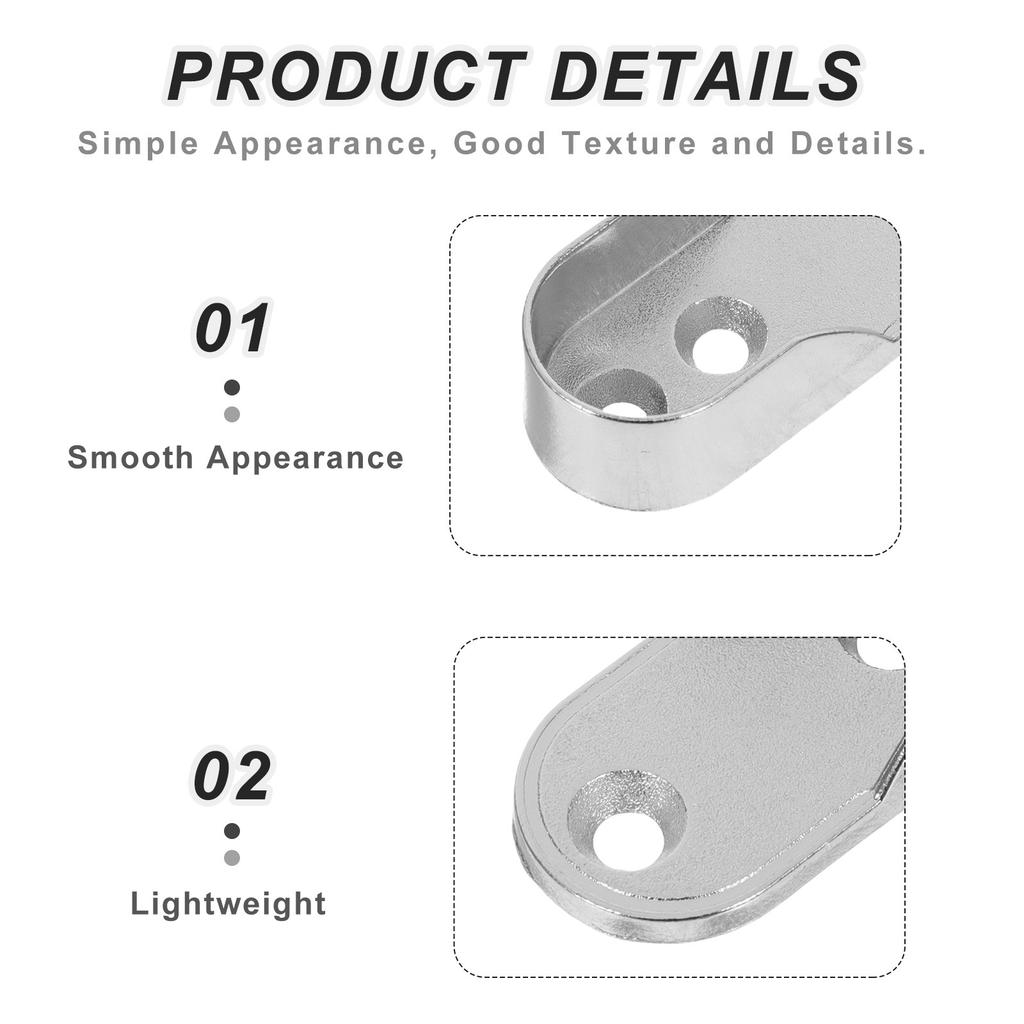 20Pcs Oval Closet Rod Supports Heavy Duty Metal U-Shaped Wardrobe Pole Brackets Wall Mount Closet Rod End Holders Stable Support