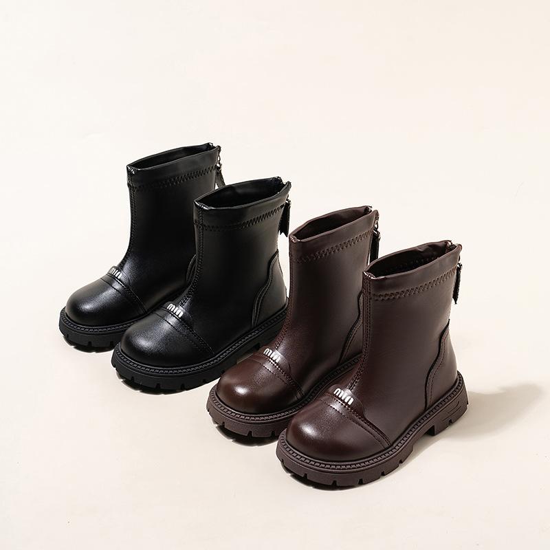 Botas para Niñas Otoño e Invierno Nuevo Estilo Moda Infantil Botines Martin de Manga Corta Botas Individuales Botas de Princesa Niños Elegantes de Mediana Edad