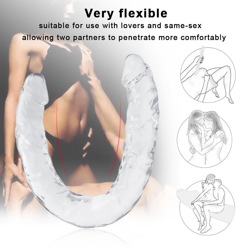 Consolador suave doble realista para lesbianas, tapón Anal vaginal, pene postizo, Juguetes sexuales para mujeres, parejas, productos para adultos Gay
