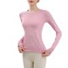 Damska koszulka z długim rękawem o kroju slim fit, szybkoschnąca, do jogi i biegania - Oddychająca, z okrągłym dekoltem na jesień/zimę