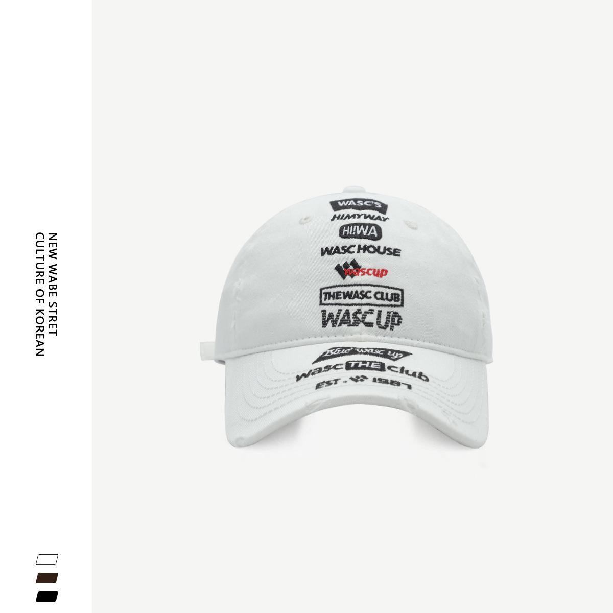 

Капелюх Чоловічий оригінальний дизайн Модний бренд Алфавіт Важка промисловість Бейсболка з вишивкою Європейська та американська вулична мода Рвана кепка Жіноча M（56-58cm）WAS білий