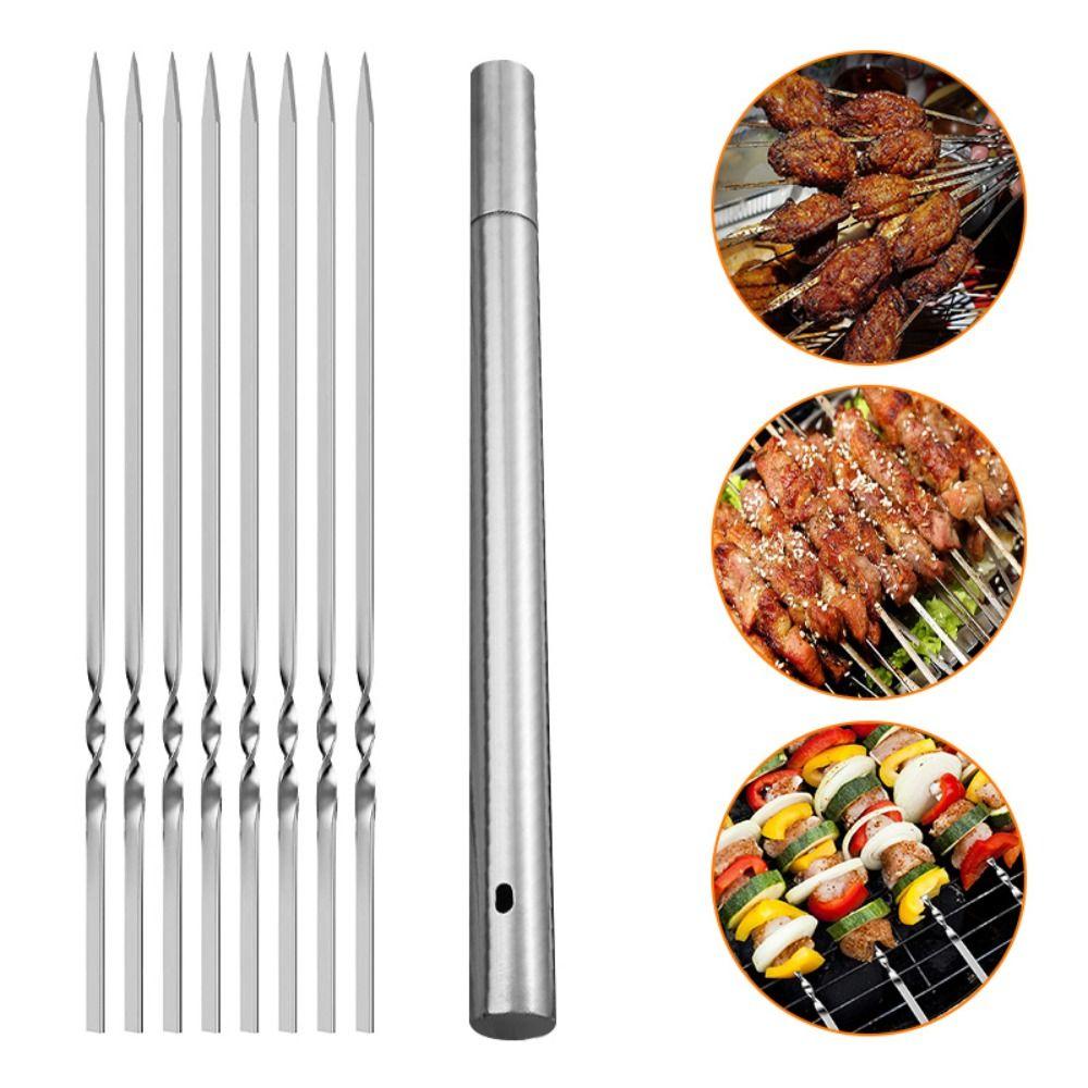 Reusable Stainless Steel Grill Meat String Forks BBQ Stick BBQ Needle Cooking Tool Barbecue Skewer