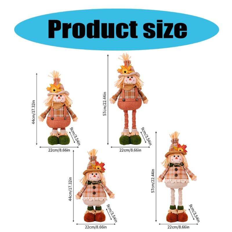 Thanksgiving Harvest Season Scarecrow Ornament Adjustable Doll Tabletop Decoration for Home Retractable Figurine