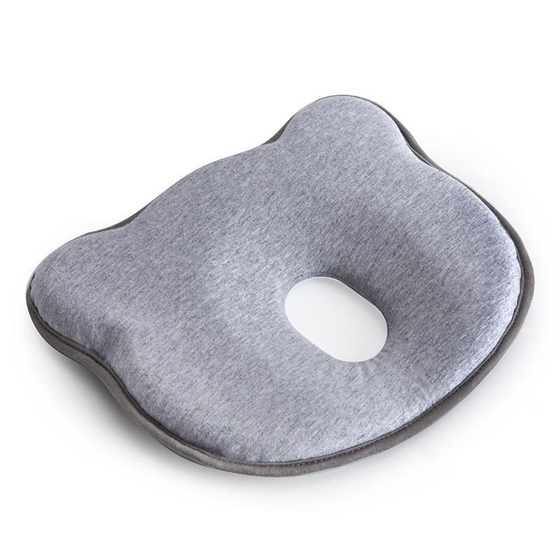 Baby Memory Foam Anti-Flat Head Pillow Newborns 0-12 Months Round Shape Cotton Cover Adjustable Sleep Support