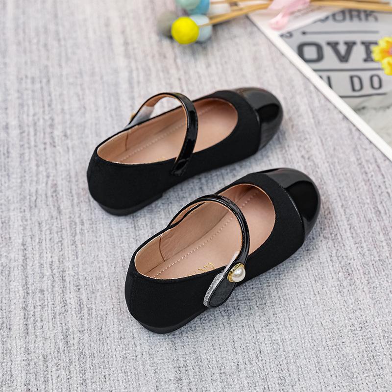 Children Leather Shoes for Girls Kid Loafers Breathable Uniform School All-match Black Soft Performance Dress Shoes Hook & Loop