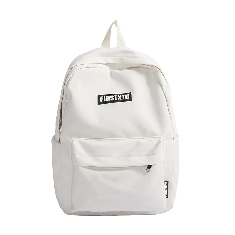 

School bag for girls, junior high school, high school, college students, solid color, minimalist style backpack for women, new light luxury niche білий