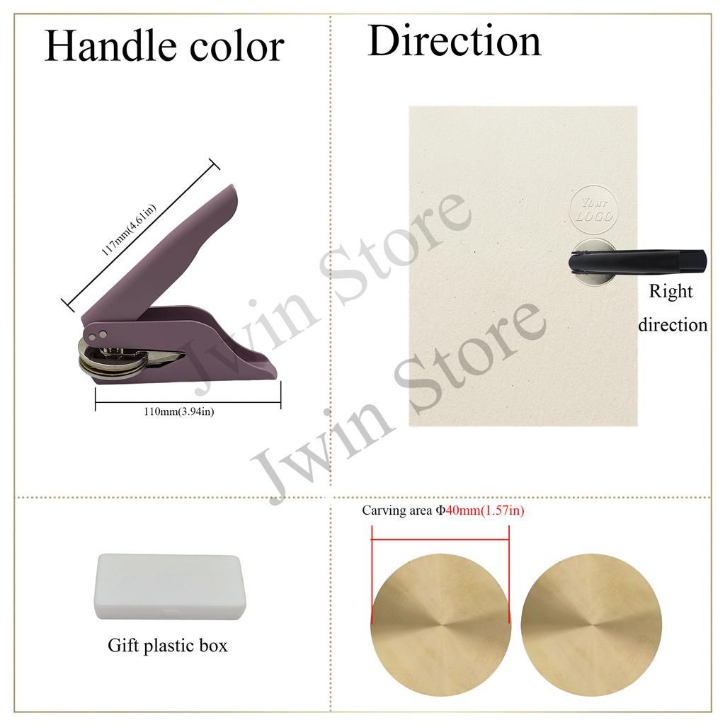 Customize Embossing Stamp with Your Logo Monogram Embosser Seal for Wedding Invitation DIY Craft 40mm Diameter