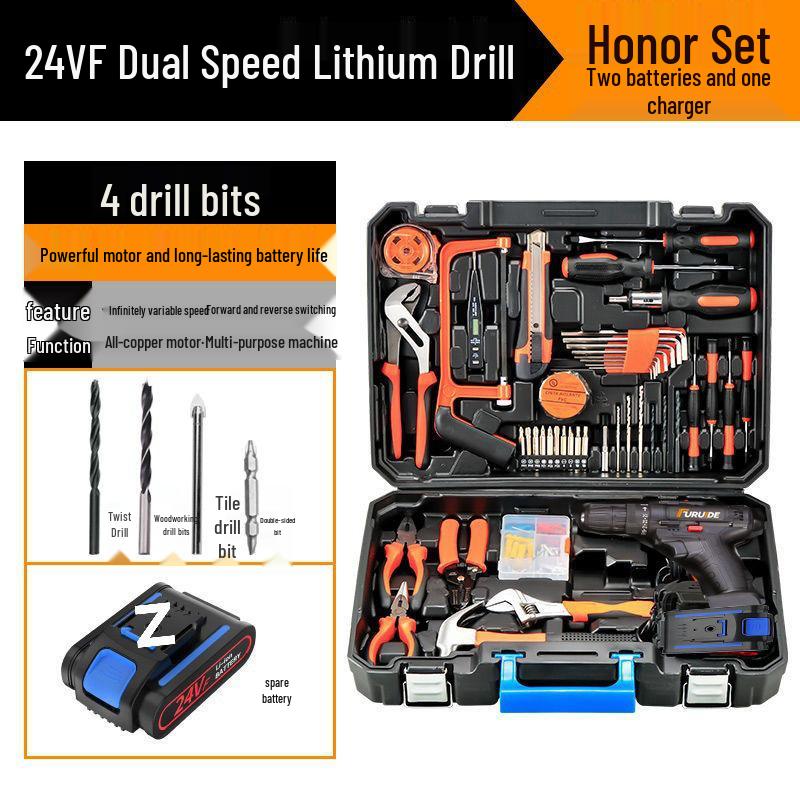 Electric Drill & Multi-Tool Set for Household and Woodworking Repairs.