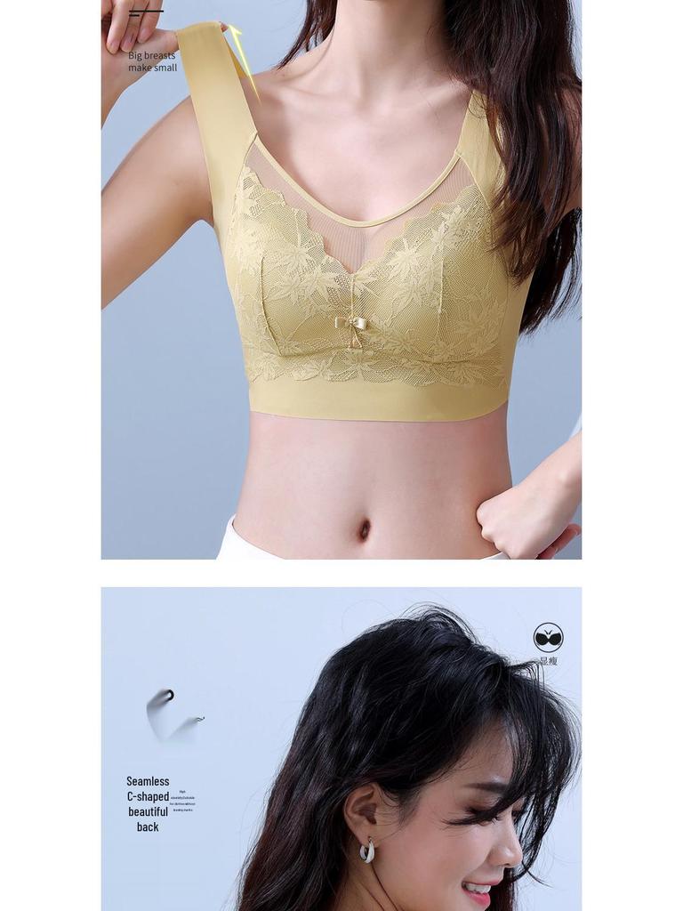 Seamless Lace Bralette Women's Minimizer Tank Top with Integrated Cup