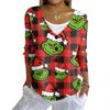 Women's Fashion Casual Knit Sweater Button-Up Christmas Print Cardigan Jacket
