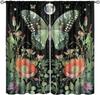 Moth Wildflower Blackout Curtains   Rustic Farmhouse Bohemian Natural Butterfly Floral Moon Window Drapes   for Bedroom Living Roo