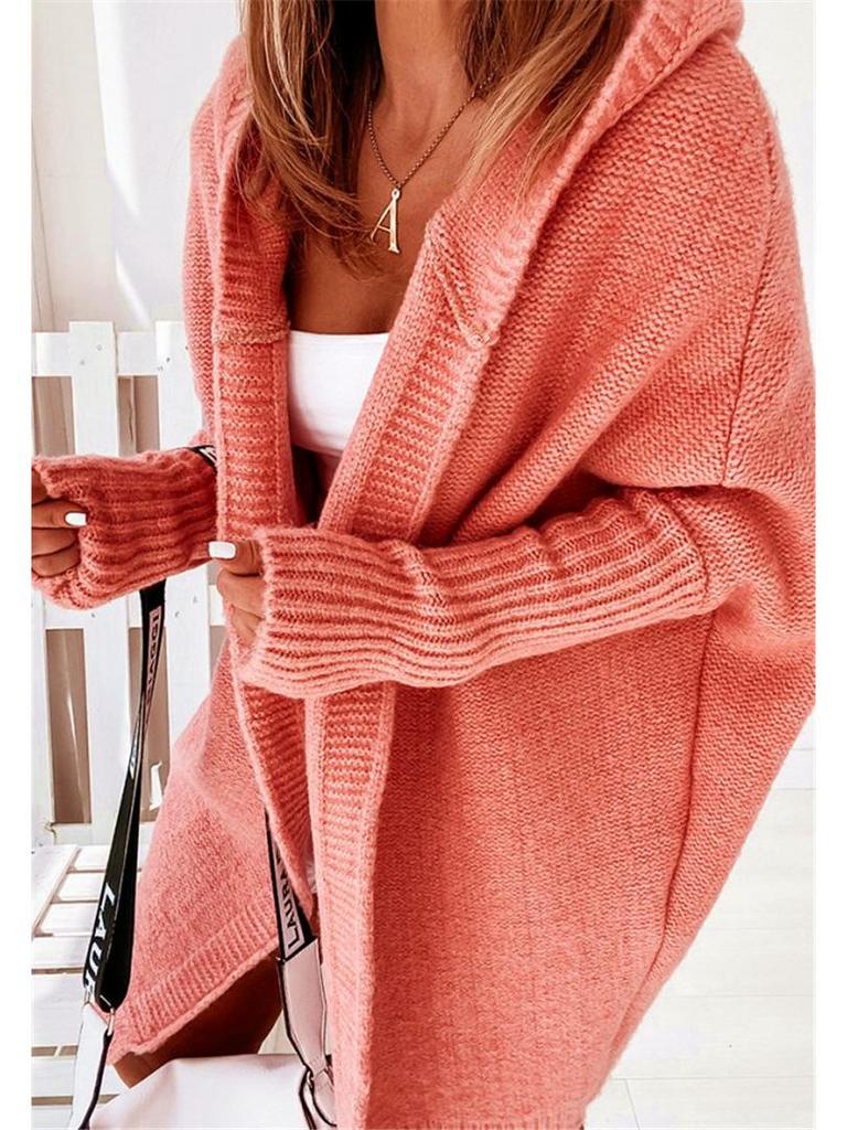 2025 Purple Batwing Knit Hoodie - Women's Loose-Fit Temperament Commuter Sweater Coat