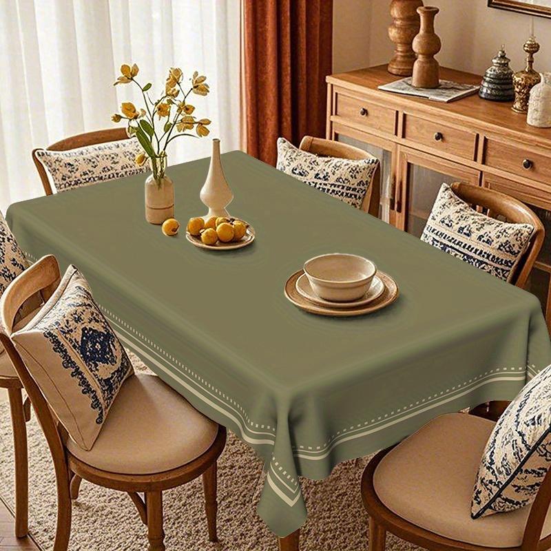Retro Einfache Bordüre Tischdecke Olivgrün Klassisches Farbschema Elegante Anordnung für Wohnzimmer- und Esszimmerdekoration