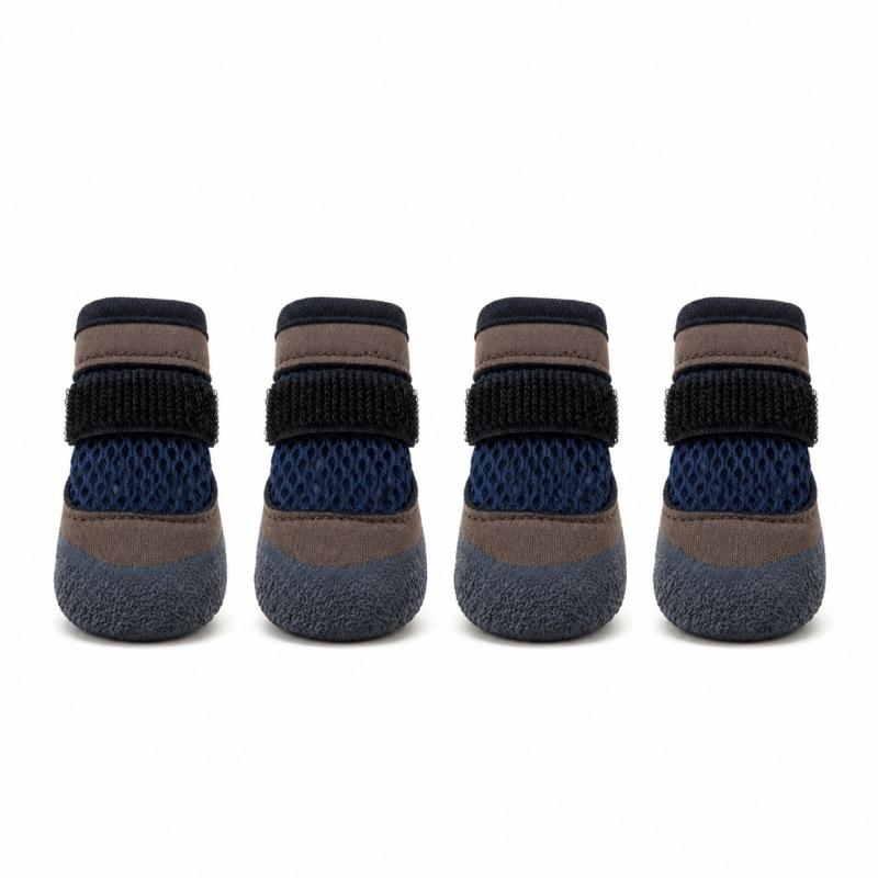 Small Dog Shoes Set with Light Upper, Grip Bottom Support, Small Dog Paw Shoes and 4 Piece Daily Summer Walk Use Plus