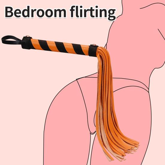 Faux Leather Flogger Whip Handmade Whip with Wooden Handle Adult Roleplay Whip Cosplay