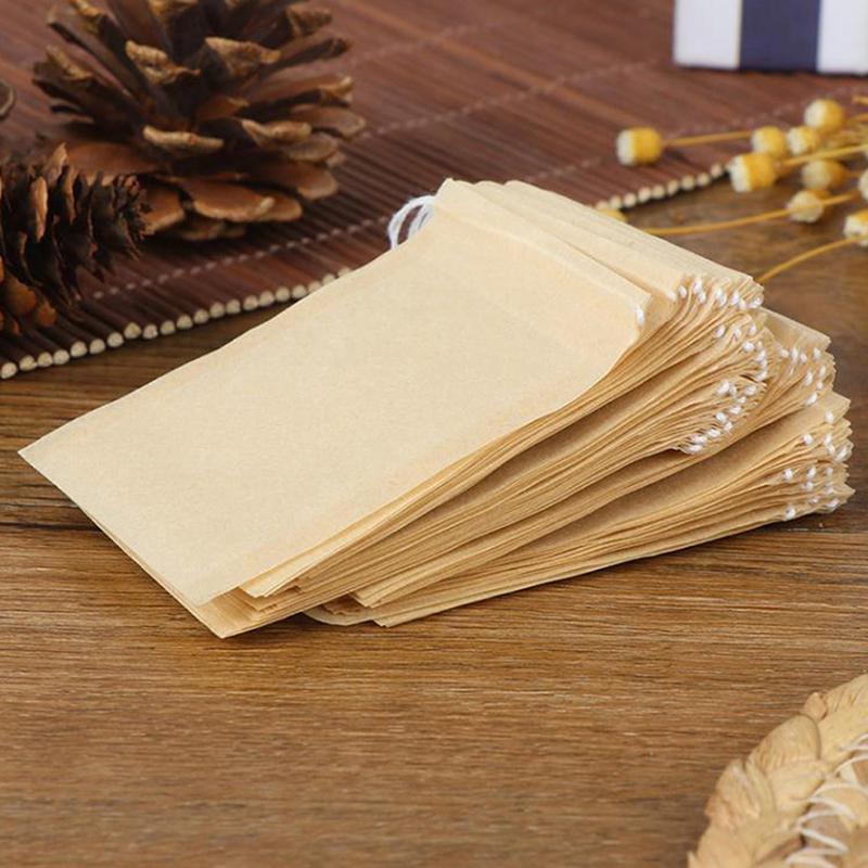 100Pcs/Lot Tea Bag Filter Paper Bags Empty Drawstring Teabags For Herb Tea