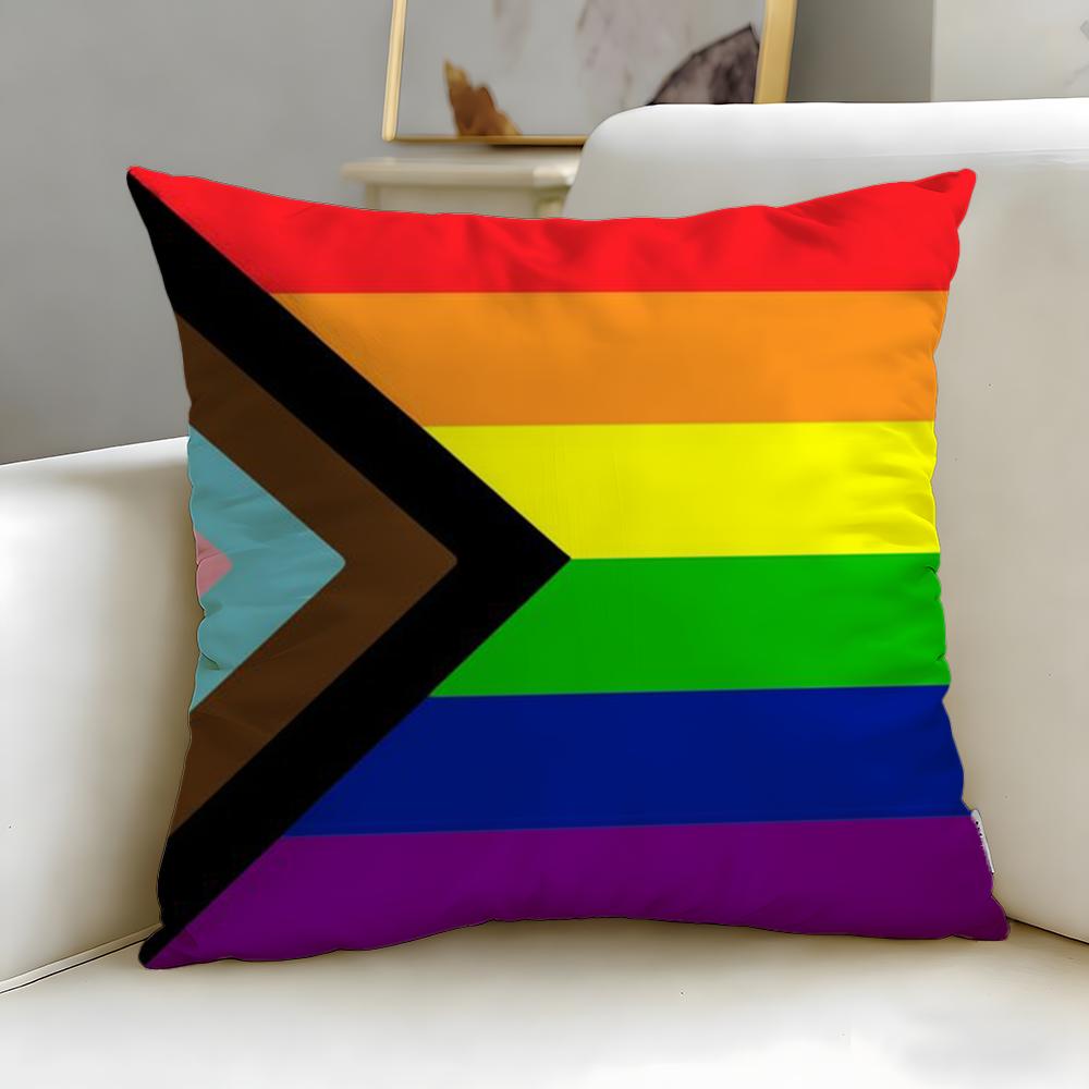 classic theme Homosexual Rainbow Flag Cushion Cover Soft  EasyWash Pillow Case  Versatile for Couch Bed Travel and Office