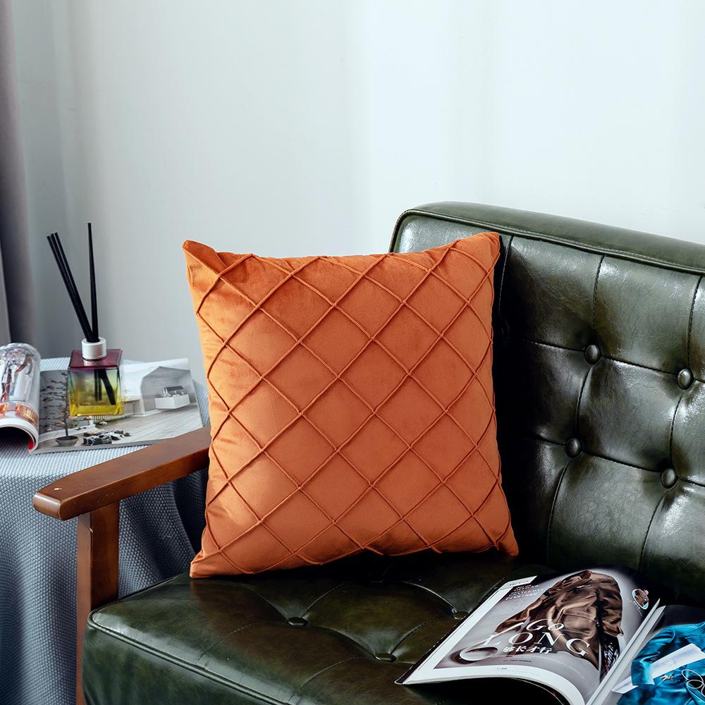 

Color Plaid Throw Pillowcase, For Living Room Bedroom Sofa, No Pillow Insert 42*42cm-1pc мандариновый