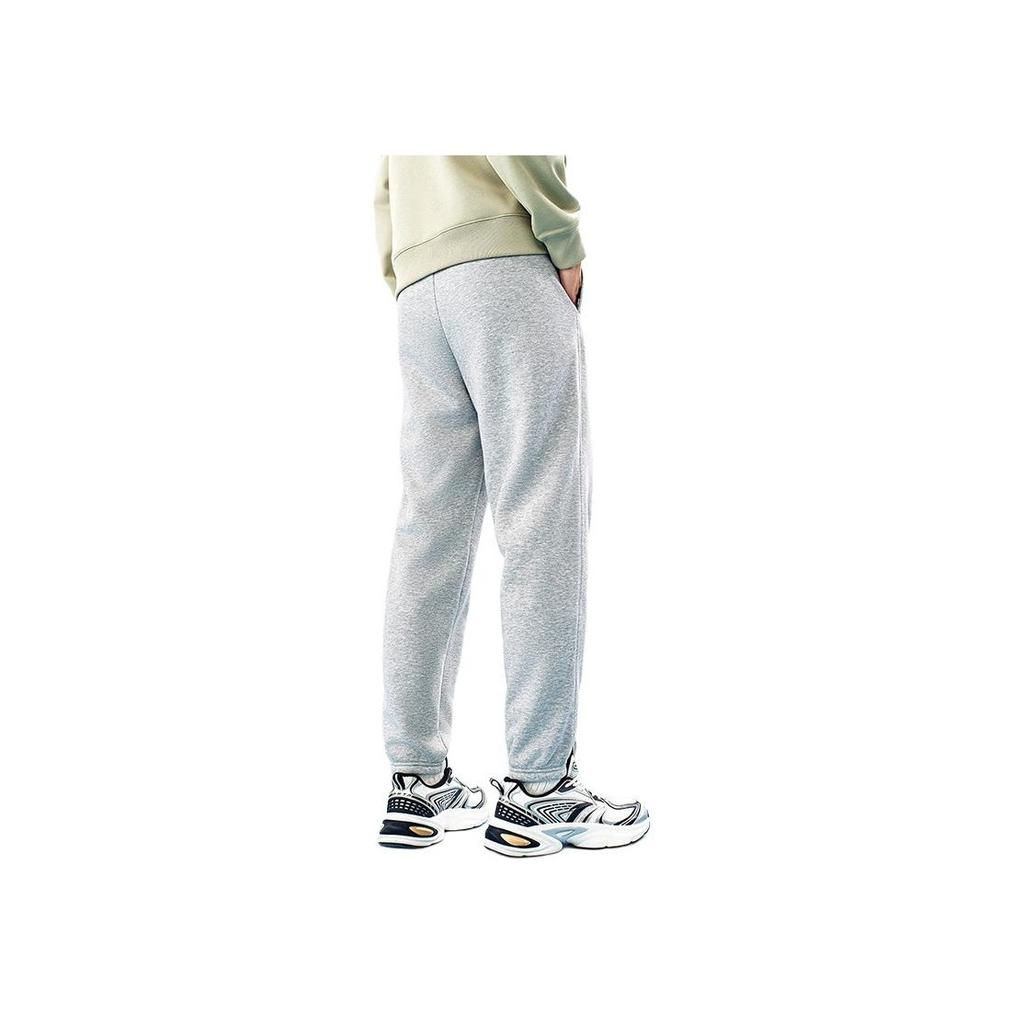 Anta Fleece Lined Thick Cuffed Mid Waist Drawstring Knitted Sports Pants Men Bottoms Gray Heather-Gray 152448301N-1