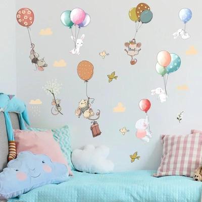 Children's Room Bedroom Cartoon Animal Balloon Wall Sticker Entrance Wall Beautification Beautifully Decorated Decorative