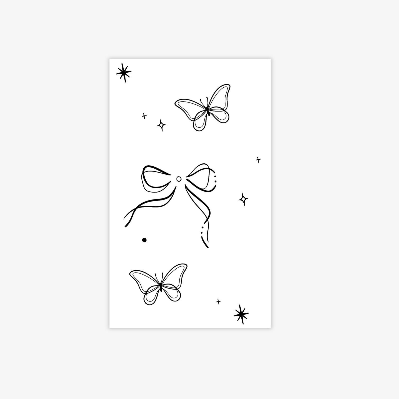 

Line Butterfly Bow Tattoo Sticker Waterproof And Long-Lasting Arm Style Gentle And Girly 11*18