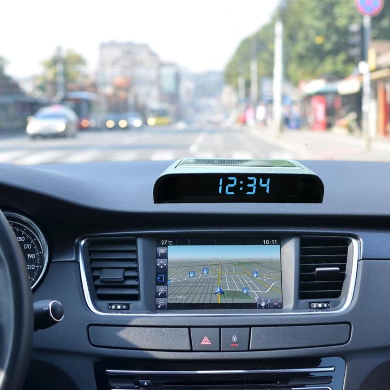 Solar Energy Charged Car Dashboard Clock with Luminous Hands Convenient Solar Powered Vehicle Clock for Night Time Use
