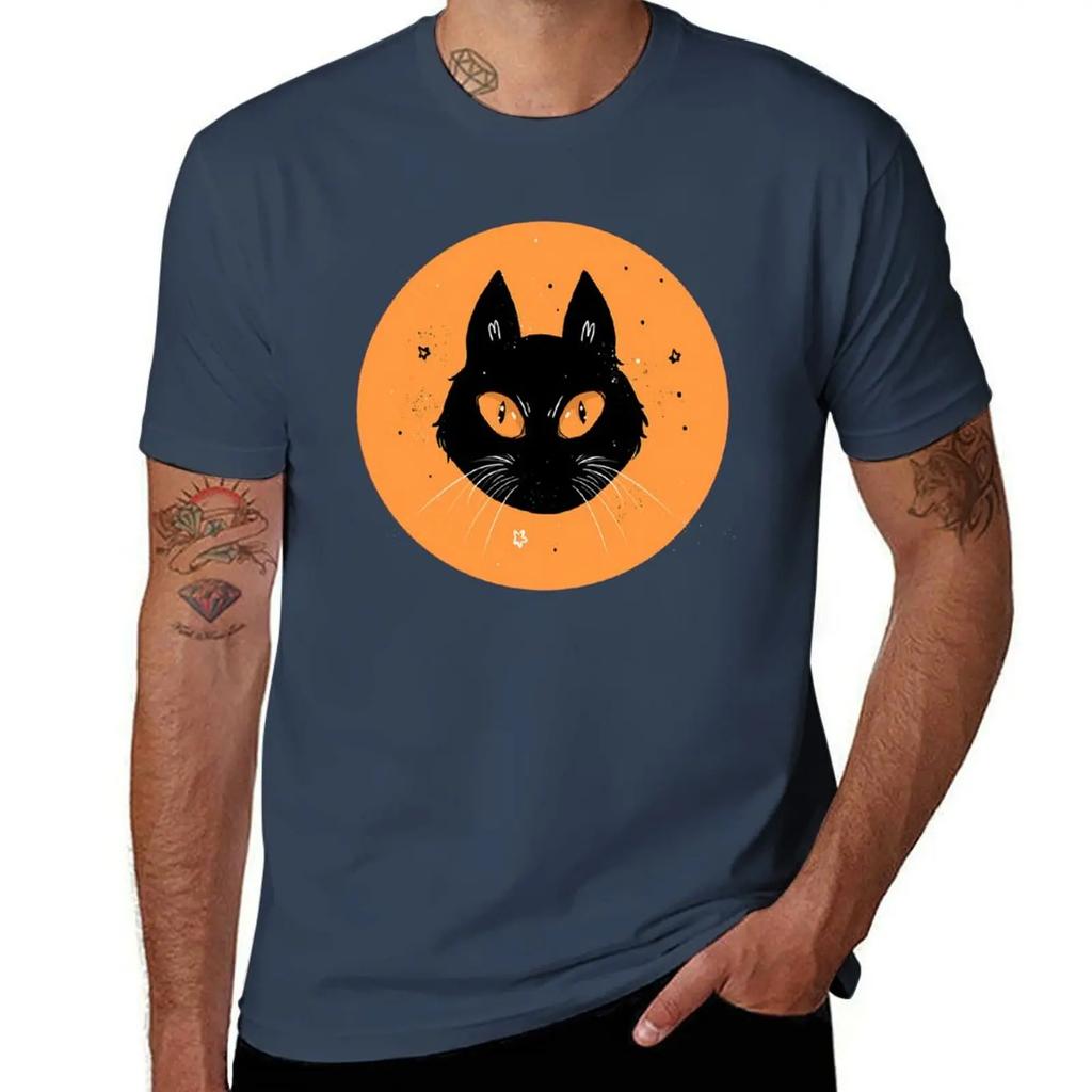 Black Cat T-Shirt Anime Clothes Blacks Plain White T Shirts Men