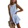 Women's Spring/Summer Solid Scalloped Trim Sleeveless Casual Dress