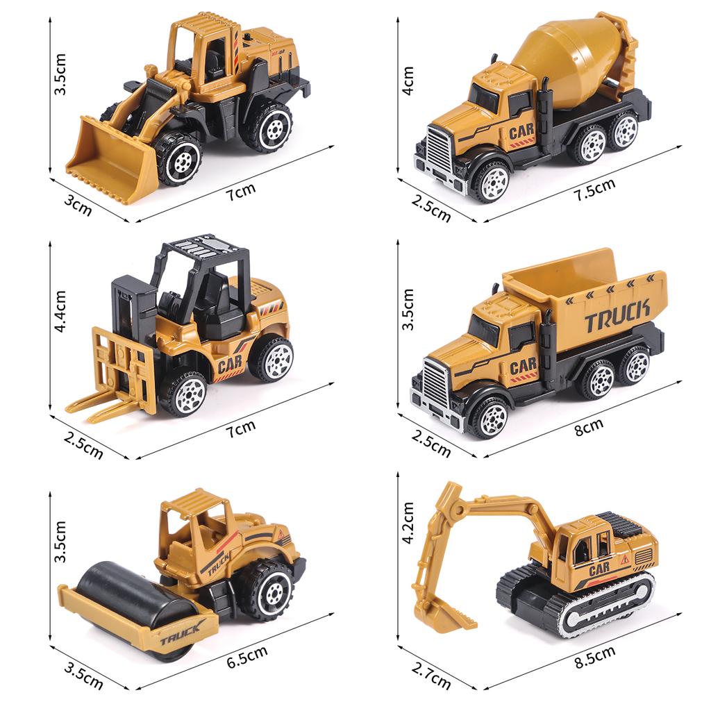 6 buc/set Aliaj Diecast Plastic Camion Inginerie Încărcător Tractor Excavator Model Construcție Vehicul Jucărie Clasică Pentru Copii Cadou