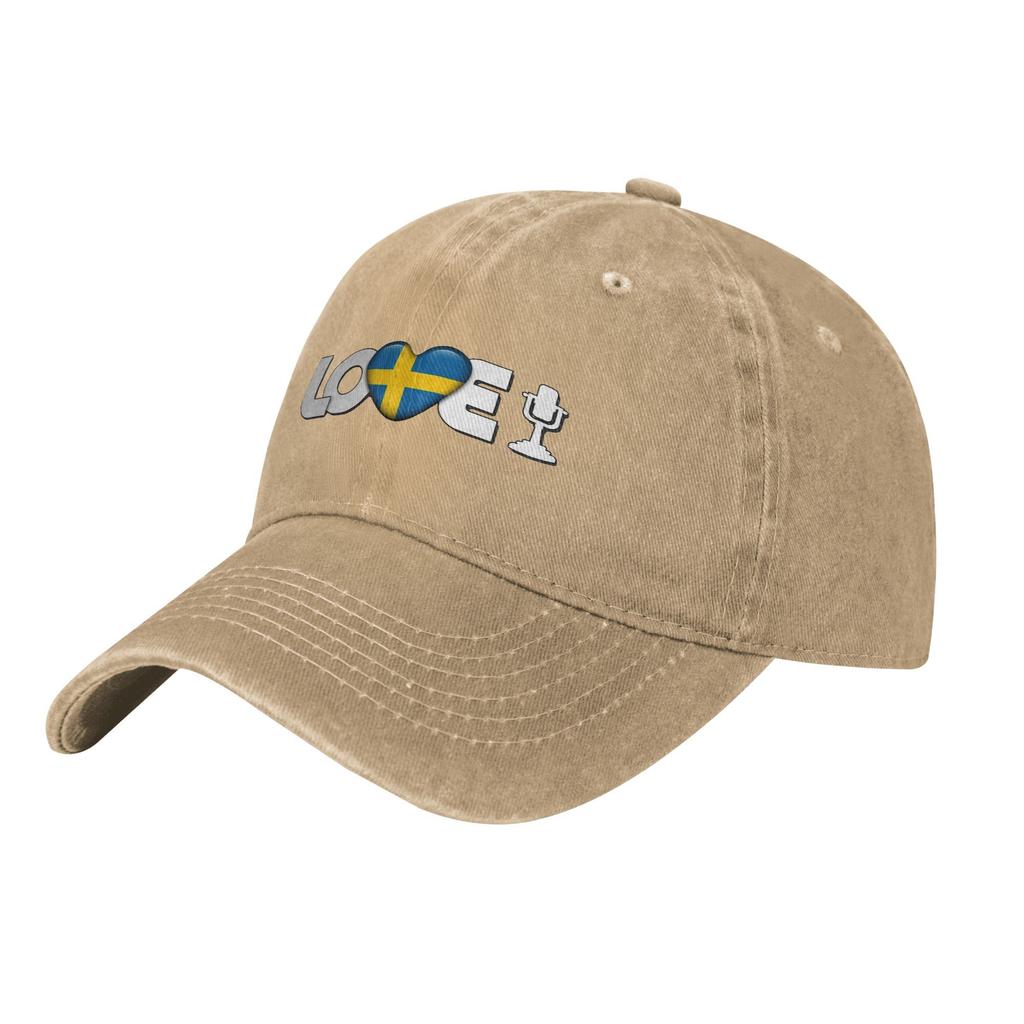 Love Sweden Eurovision Song Contest Men Women Baseball Caps  Distressed Washed Caps Hat Vintage Outdoor Summer Gift Headwear