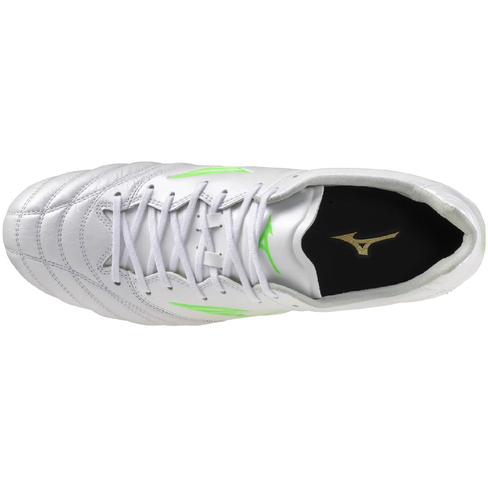 Soccer Cleats Monarcida NEO 3 WIDE ELITE Wide Super White Pearl x Neon 3E [Mizuno] - Fit, Lightweight, Green, 26.5 cm,
