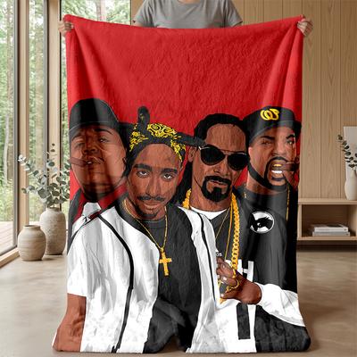 2pac rapperPrinted Flannel Blanket Cozy Skin-Friendly Warm Throw for Couch Bed Indoor Daily Use