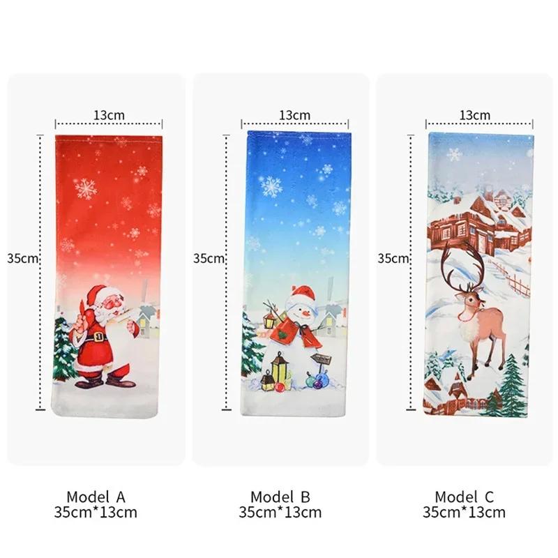 Christmas Wine Bottle Cover Non Woven Santa Claus Snowman Elk Print Home Christmas Decor Champagne Bottle Table Decor Xmas Gift