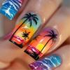 Sunset Beach Palms Tree False Nail Fashionable Artificial Nail Acrylic Nail Easy Wear Nail Tips Suitable for Everyday