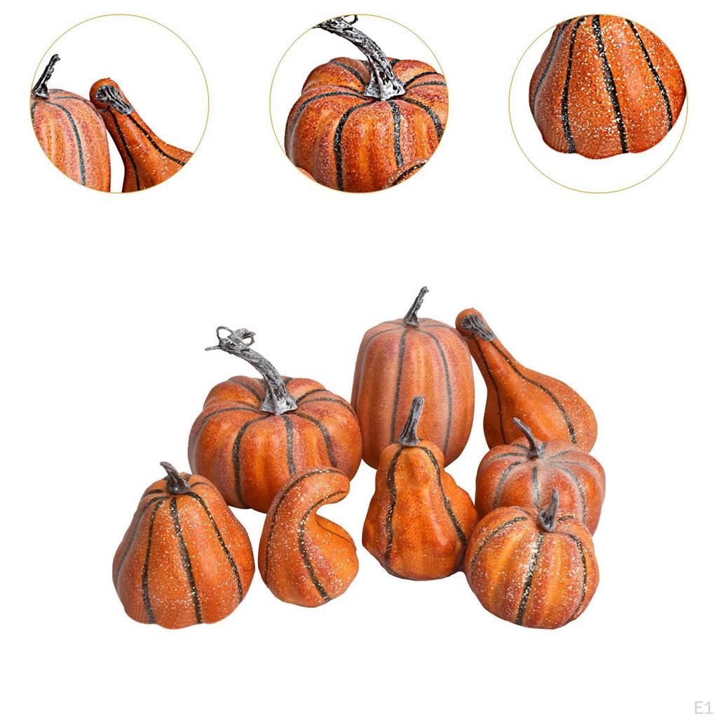 8x Artificial Pumpkins Decoration Foam Autumn Harvest Simulation for Festival
