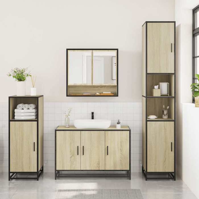 VidaXL Ensemble De Meubles De Salle De Bain 3 Pcs Chêne Sonoma, Armoire De Salle De Bain, Placard De Salle De Bain, Meuble 3300981