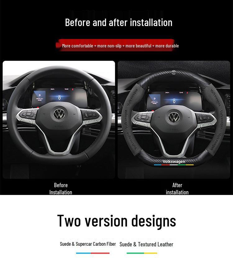 Κάλυμμα Τιμονιού Volkswagen Golf (2010-2023): Σουέτ R-Line Ανθρακονήματα για Μοντέλα 6/7/8 Pro