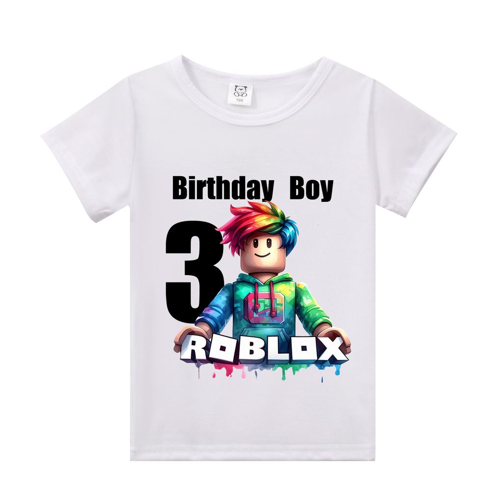 New Roblox Children T Shirts Cartoon Birthday Number Graphic T-shirts Boys Girls Casual Short Sleeves Tops Summer Kids Clothing
