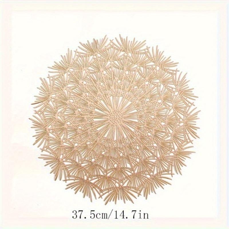 1Pc Plastic Placemat Solid Color Round Mat Lace Round Dandelion Pattern Hollow Anti-scalding Placemat WesternFood Decoration Pad